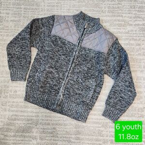 Gioberti Boy's Knitted Full Zip Cardigan Sweater Flannel Lining gray size 6